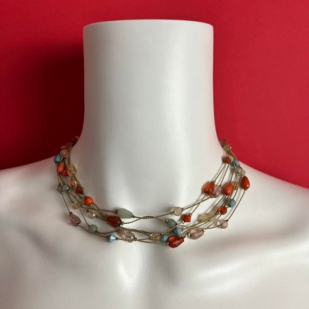 Gold chain and rainbow bead choker 💛❤️